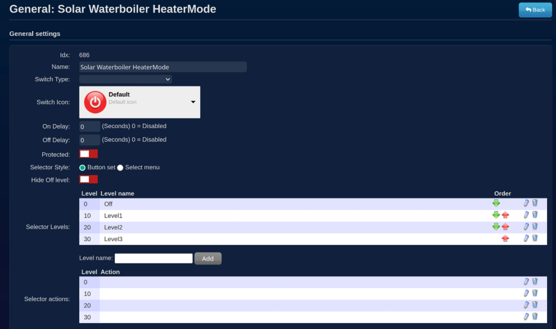 Editing the device, default values
